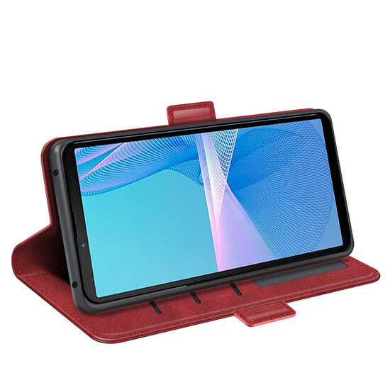 Sony Xperia 10 IV Hoesje - MobyDefend Luxe Wallet Book Case (Sluiting Zijkant) - Rood