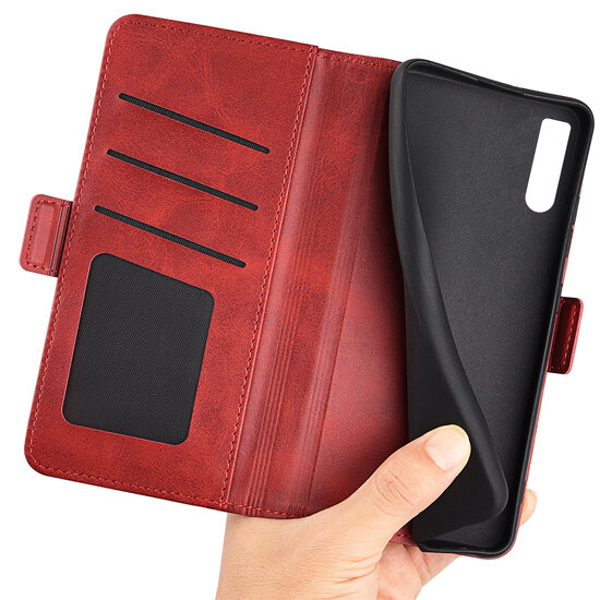 Sony Xperia 10 IV Hoesje - MobyDefend Luxe Wallet Book Case (Sluiting Zijkant) - Rood
