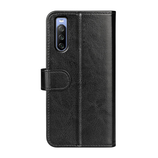 Sony Xperia 10 IV Hoesje, MobyDefend Wallet Book Case (Sluiting Achterkant), Zwart