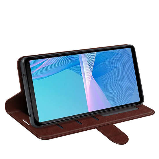 Sony Xperia 10 IV Hoesje - MobyDefend Wallet Book Case (Sluiting Achterkant) - Bruin