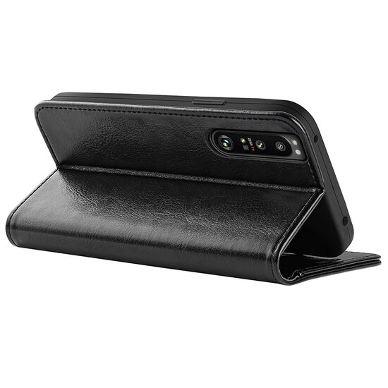 Sony Xperia 1 IV Hoesje, MobyDefend Wallet Book Case (Sluiting Achterkant), Zwart