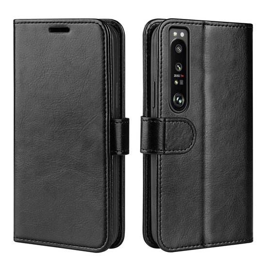 Sony Xperia 1 IV Hoesje - MobyDefend Wallet Book Case (Sluiting Achterkant) - Zwart