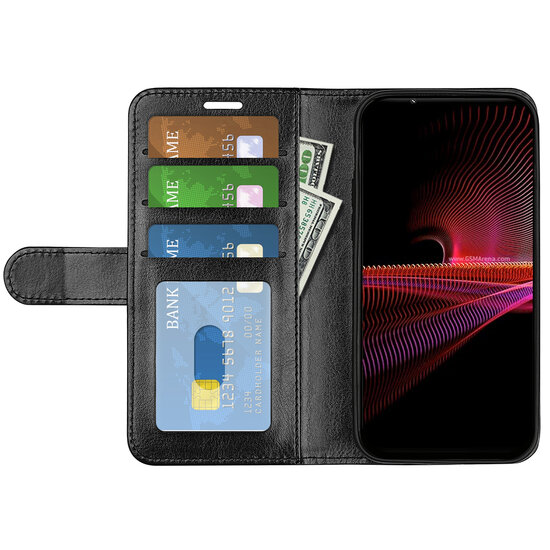 Sony Xperia 1 IV Hoesje - MobyDefend Wallet Book Case (Sluiting Achterkant) - Zwart