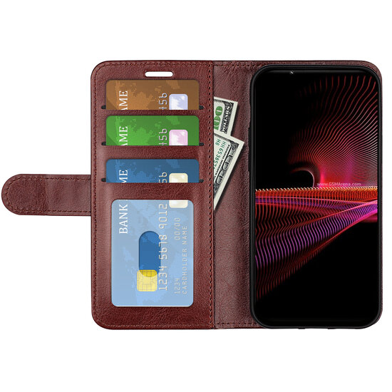 Sony Xperia 1 IV Hoesje - MobyDefend Wallet Book Case (Sluiting Achterkant) - Bruin