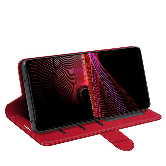 Sony Xperia 1 IV Hoesje - MobyDefend Wallet Book Case (Sluiting Achterkant) - Rood