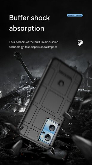 OnePlus Nord CE 2 Hoesje, Rugged Shield TPU Gelcase, Zwart