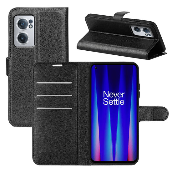 OnePlus Nord CE 2 Hoesje, MobyDefend Kunstleren Wallet Book Case (Sluiting Voorkant), Zwart