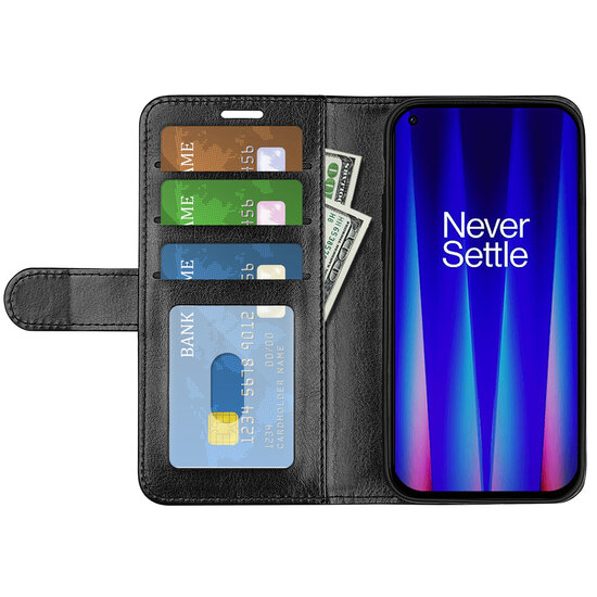 OnePlus Nord CE 2 Hoesje - MobyDefend Wallet Book Case (Sluiting Achterkant) - Zwart