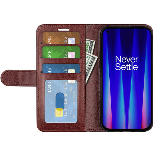 OnePlus Nord CE 2 Hoesje, MobyDefend Wallet Book Case (Sluiting Achterkant), Bruin