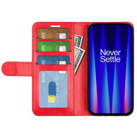 OnePlus Nord CE 2 Hoesje, MobyDefend Wallet Book Case (Sluiting Achterkant), Rood