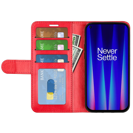 OnePlus Nord CE 2 Hoesje - MobyDefend Wallet Book Case (Sluiting Achterkant) - Rood