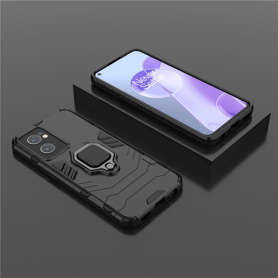 OnePlus Nord CE 2 Hoesje - MobyDefend Dubbelgelaagde Pantsercase Met Standaard - Zwart