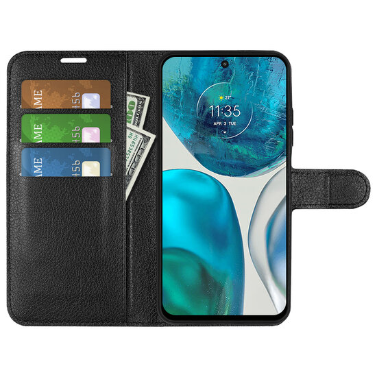 Motorola Moto G52 Hoesje - MobyDefend Kunstleren Wallet Book Case (Sluiting Voorkant) - Zwart