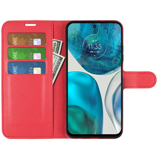 Motorola Moto G52 Hoesje - MobyDefend Kunstleren Wallet Book Case (Sluiting Voorkant) - Rood