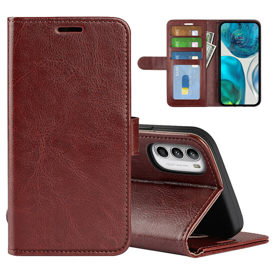 Motorola Moto G52 Hoesje, MobyDefend Wallet Book Case (Sluiting Achterkant), Bruin