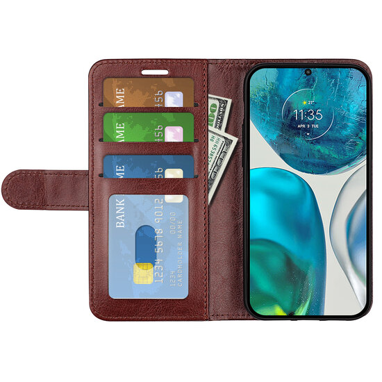 Motorola Moto G52 Hoesje - MobyDefend Wallet Book Case (Sluiting Achterkant) - Bruin
