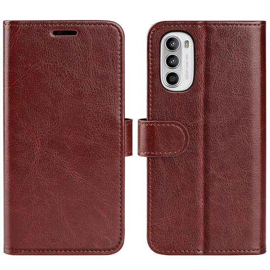 Motorola Moto G52 Hoesje - MobyDefend Wallet Book Case (Sluiting Achterkant) - Bruin