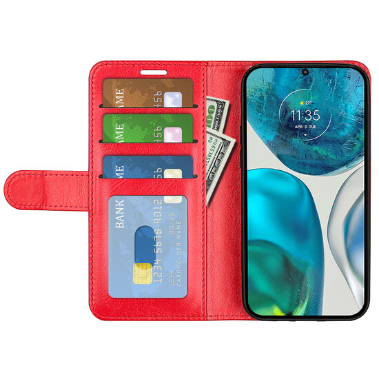 Motorola Moto G52 Hoesje - MobyDefend Wallet Book Case (Sluiting Achterkant) - Rood