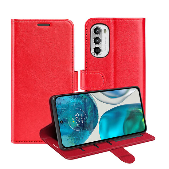 Motorola Moto G52 Hoesje, MobyDefend Wallet Book Case (Sluiting Achterkant), Rood