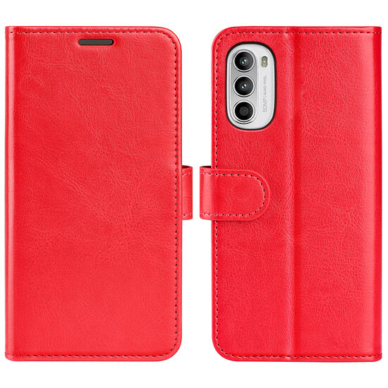 Motorola Moto G52 Hoesje - MobyDefend Wallet Book Case (Sluiting Achterkant) - Rood