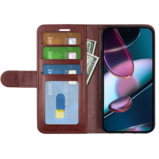 Motorola Edge 30 Hoesje, MobyDefend Wallet Book Case (Sluiting Achterkant), Bruin