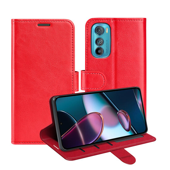 Motorola Edge 30 Hoesje, MobyDefend Wallet Book Case (Sluiting Achterkant), Rood