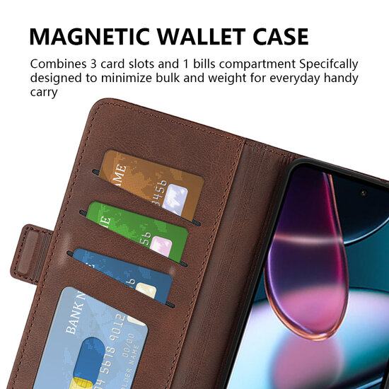 Motorola Edge 30 Hoesje, MobyDefend Luxe Wallet Book Case (Sluiting Zijkant), Bruin