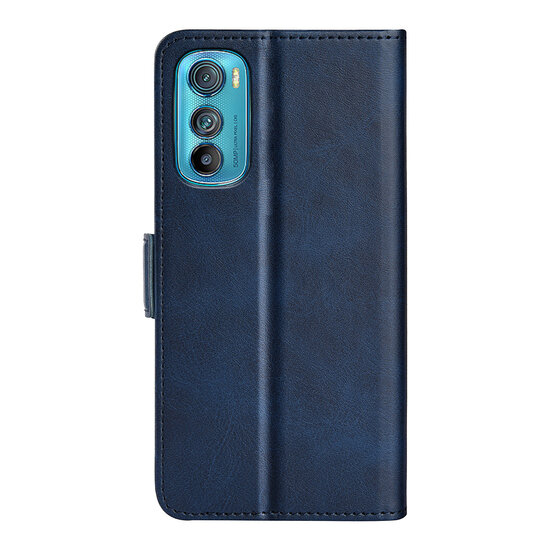 Motorola Edge 30 Hoesje, MobyDefend Luxe Wallet Book Case (Sluiting Zijkant), Blauw