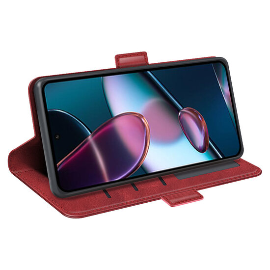 Motorola Edge 30 Hoesje - MobyDefend Luxe Wallet Book Case (Sluiting Zijkant) - Rood