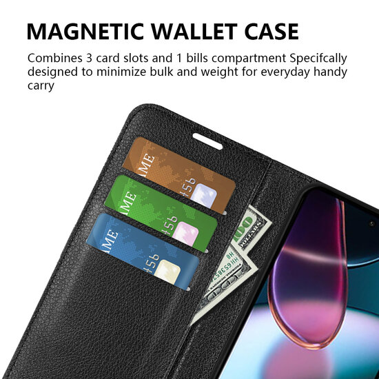 Motorola Edge 30 Hoesje, MobyDefend Kunstleren Wallet Book Case (Sluiting Voorkant), Zwart