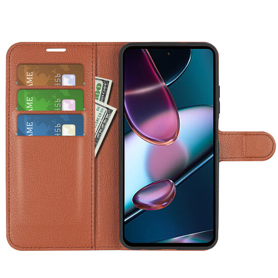 Motorola Edge 30 Hoesje - MobyDefend Kunstleren Wallet Book Case (Sluiting Voorkant) - Bruin