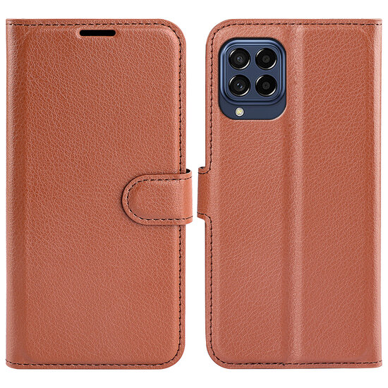 Samsung Galaxy M53 Hoesje - MobyDefend Kunstleren Wallet Book Case (Sluiting Voorkant) - Bruin