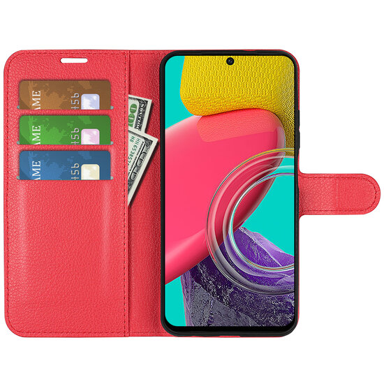 Samsung Galaxy M53 Hoesje, MobyDefend Kunstleren Wallet Book Case (Sluiting Voorkant), Rood