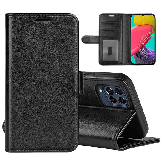 Samsung Galaxy M53 Hoesje, MobyDefend Wallet Book Case (Sluiting Achterkant), Zwart