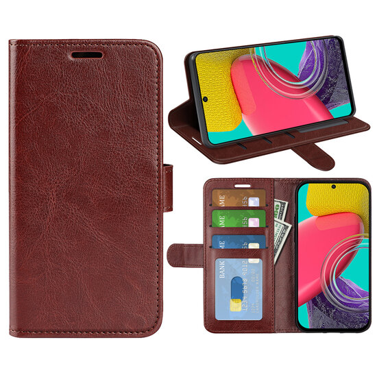 Samsung Galaxy M53 Hoesje, MobyDefend Wallet Book Case (Sluiting Achterkant), Bruin