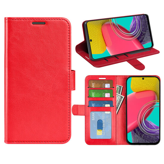 Samsung Galaxy M53 Hoesje, MobyDefend Wallet Book Case (Sluiting Achterkant), Rood