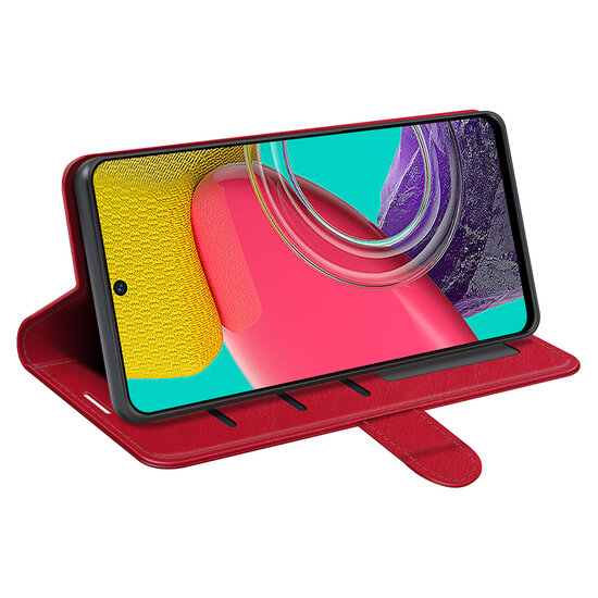 Samsung Galaxy M53 Hoesje, MobyDefend Wallet Book Case (Sluiting Achterkant), Rood