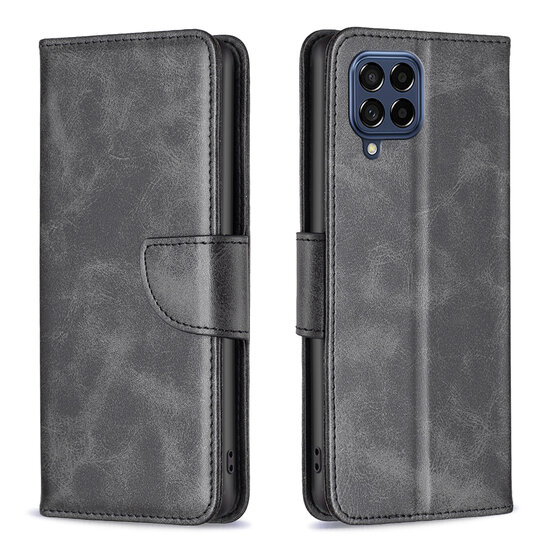 Samsung Galaxy M53 Hoesje, MobyDefend Wallet Book Case Met Koord, Zwart