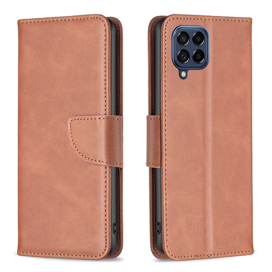 Samsung Galaxy M53 Hoesje - MobyDefend Wallet Book Case Met Koord - Bruin