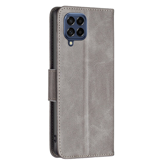 Samsung Galaxy M53 Hoesje, MobyDefend Wallet Book Case Met Koord, Grijs