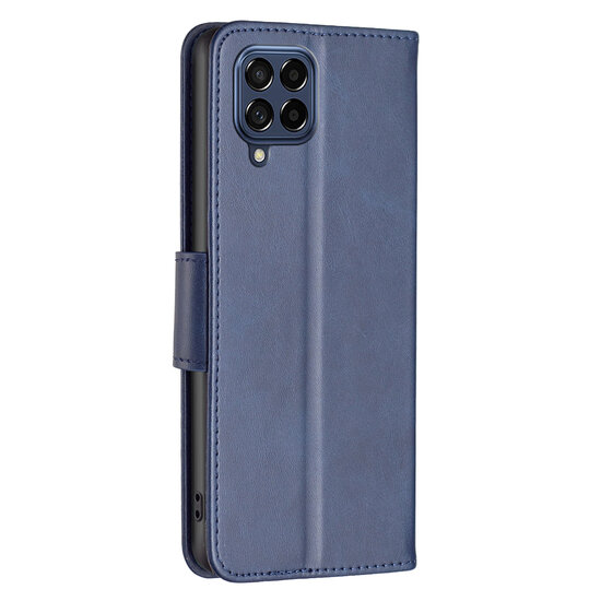 Samsung Galaxy M53 Hoesje - MobyDefend Wallet Book Case Met Koord - Blauw