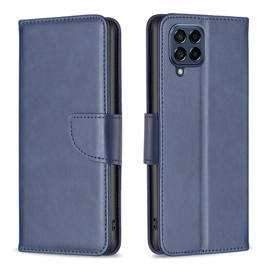 Samsung Galaxy M53 Hoesje - MobyDefend Wallet Book Case Met Koord - Blauw