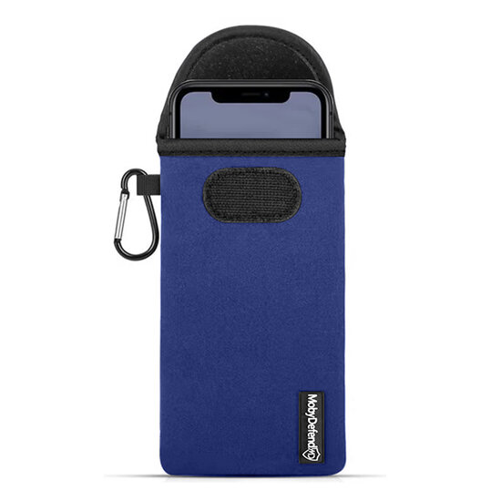 Hoesje voor iPhone XR, MobyDefend Neopreen Pouch Met Karabijnhaak, Insteekhoesje, Riemlus Hoesje, Blauw