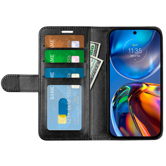 Motorola Moto E32 / E32S Hoesje, MobyDefend Wallet Book Case (Sluiting Achterkant), Zwart