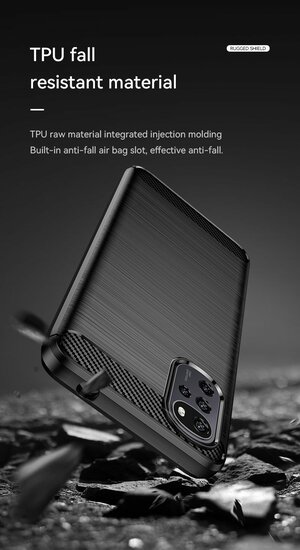 Motorola Moto E32 / E32S Hoesje - MobyDefend TPU Backcover - Geborstelde Metaal &amp; Carbon-Look - Zwart