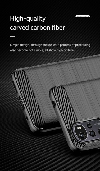 Motorola Moto E32 / E32S Hoesje - MobyDefend TPU Backcover - Geborstelde Metaal &amp; Carbon-Look - Zwart