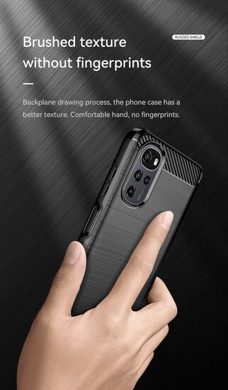Motorola Moto E32 / E32S Hoesje - MobyDefend TPU Backcover - Geborstelde Metaal &amp; Carbon-Look - Zwart