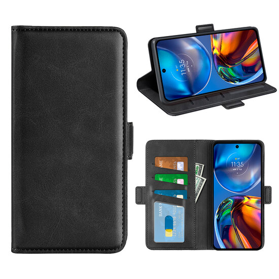 Motorola Moto E32 / E32S Hoesje, MobyDefend Luxe Wallet Book Case (Sluiting Zijkant), Zwart