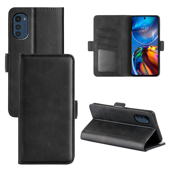 Motorola Moto E32 / E32S Hoesje, MobyDefend Luxe Wallet Book Case (Sluiting Zijkant), Zwart