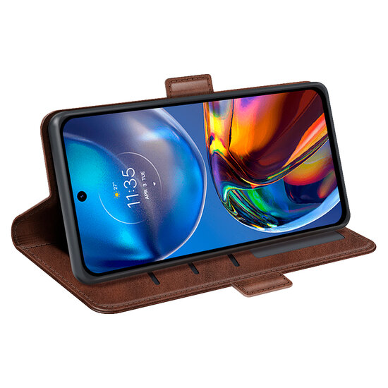 Motorola Moto E32 / E32S Hoesje, MobyDefend Luxe Wallet Book Case (Sluiting Zijkant), Bruin